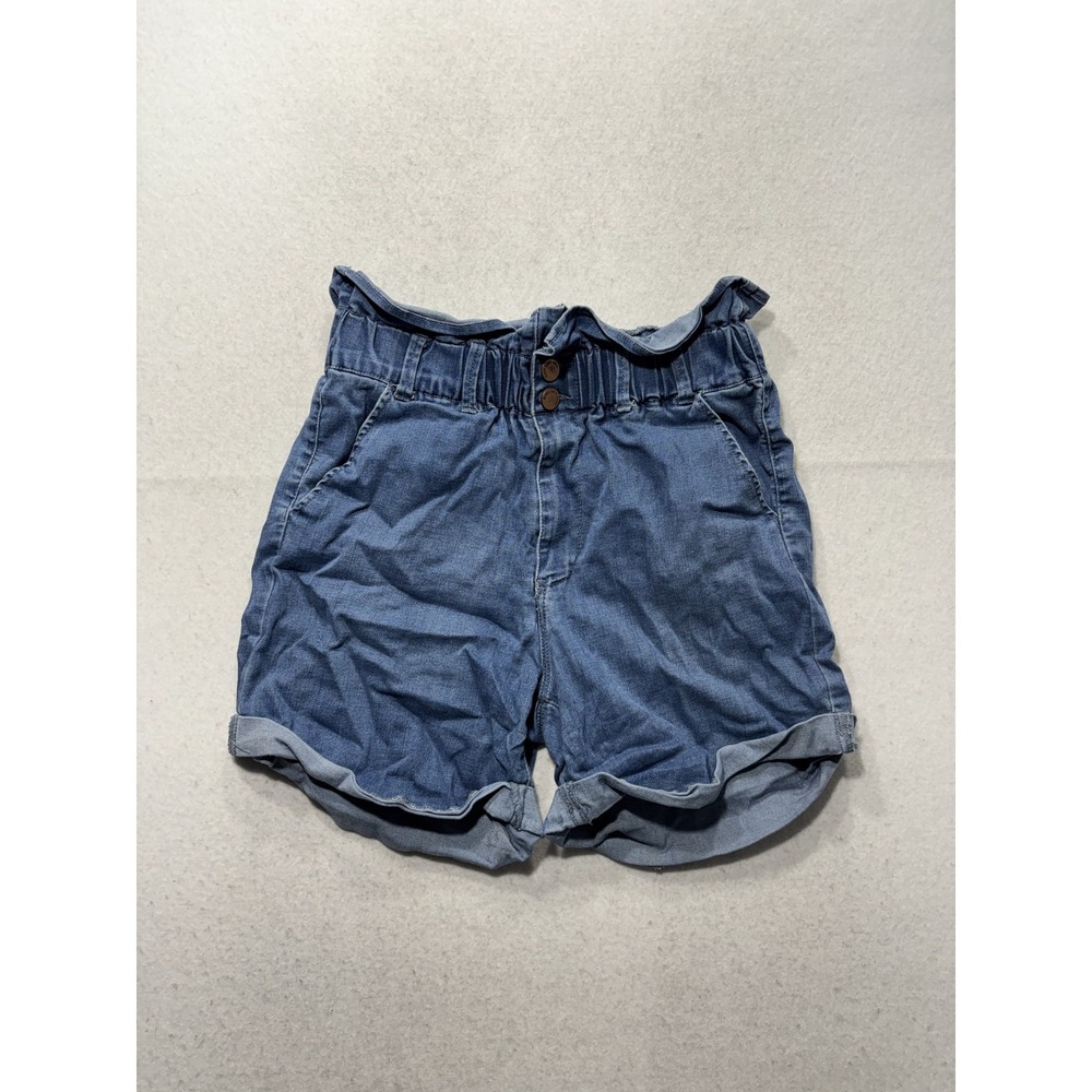 Black Label C'est Toi Paperbag Denim Shorts Womens Large Blue CTB269S Elastic